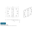 This image is a line drwaing of a Eurospec - Enduro Grade 13 Ball Bearing Hinge, (Radius) Grade 316 - SSS available to order from T.H Wiggans Architectural Ironmongery in in Kendal