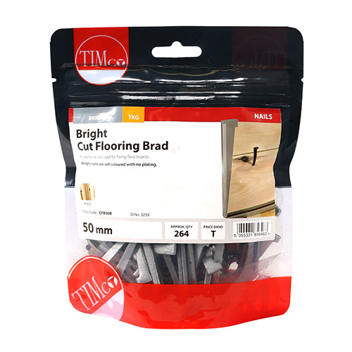 This is an image showing TIMCO Cut Flooring Brads - Bright - 50mm - 1 Kilograms TIMbag available from T.H Wiggans Ironmongery in Kendal, quick delivery at discounted prices.
