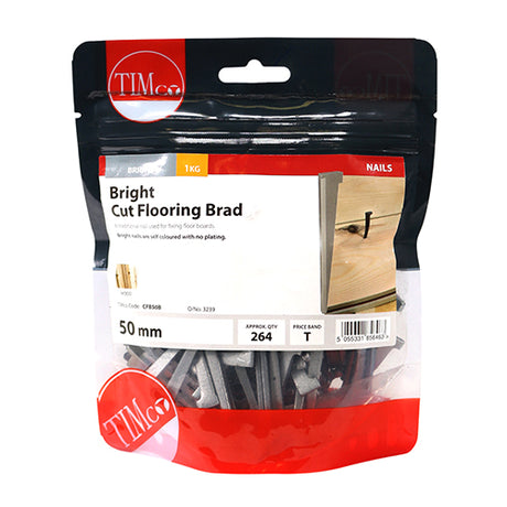 This is an image showing TIMCO Cut Flooring Brads - Bright - 50mm - 1 Kilograms TIMbag available from T.H Wiggans Ironmongery in Kendal, quick delivery at discounted prices.