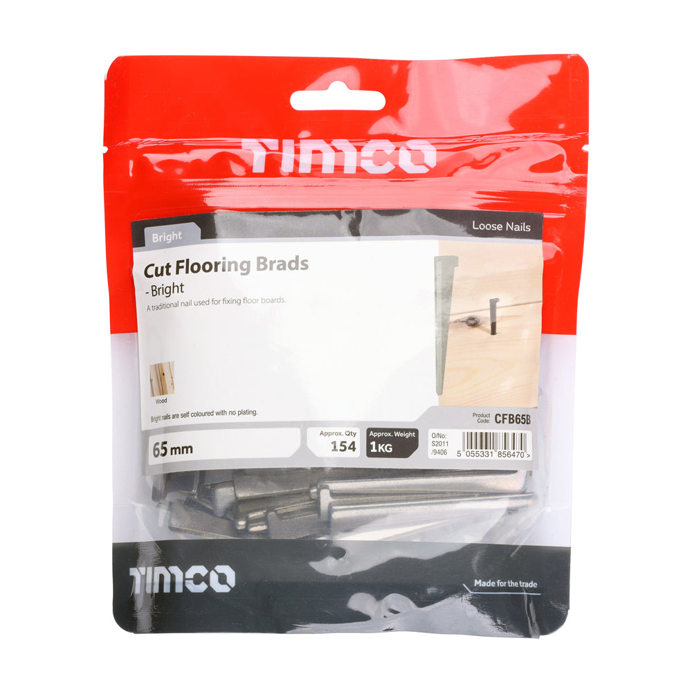 This is an image showing TIMCO Cut Flooring Brads - Bright - 65mm - 1 Kilograms TIMbag available from T.H Wiggans Ironmongery in Kendal, quick delivery at discounted prices.