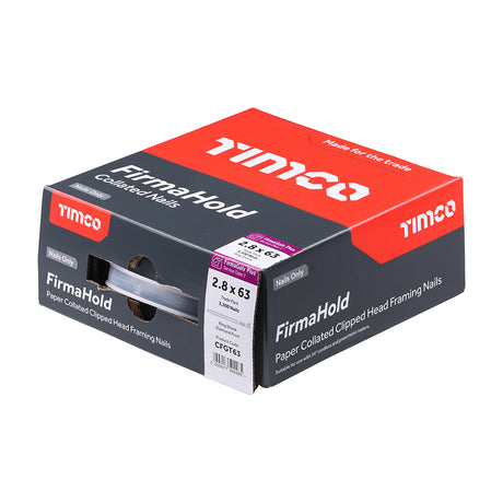 This is an image showing TIMCO FirmaHold Collated Clipped Head Nails - Trade Pack - Ring Shank - FirmaGalv - 2.8 x 63 - 3300 Pieces Box available from T.H Wiggans Ironmongery in Kendal, quick delivery at discounted prices.