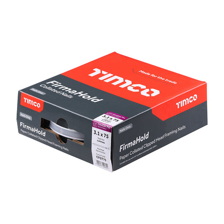 This is an image showing TIMCO FirmaHold Collated Clipped Head Nails - Trade Pack - Ring Shank - FirmaGalv - 3.1 x 75 - 2200 Pieces Box available from T.H Wiggans Ironmongery in Kendal, quick delivery at discounted prices.