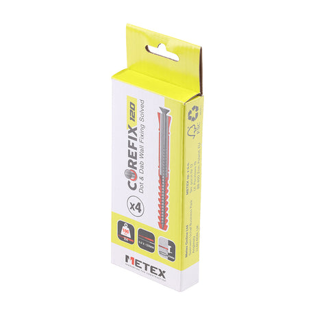 This is an image showing TIMCO Corefix 120 Dot & Dab Wall Fixing - 5.0 x 120 - 4 Pieces Box available from T.H Wiggans Ironmongery in Kendal, quick delivery at discounted prices.