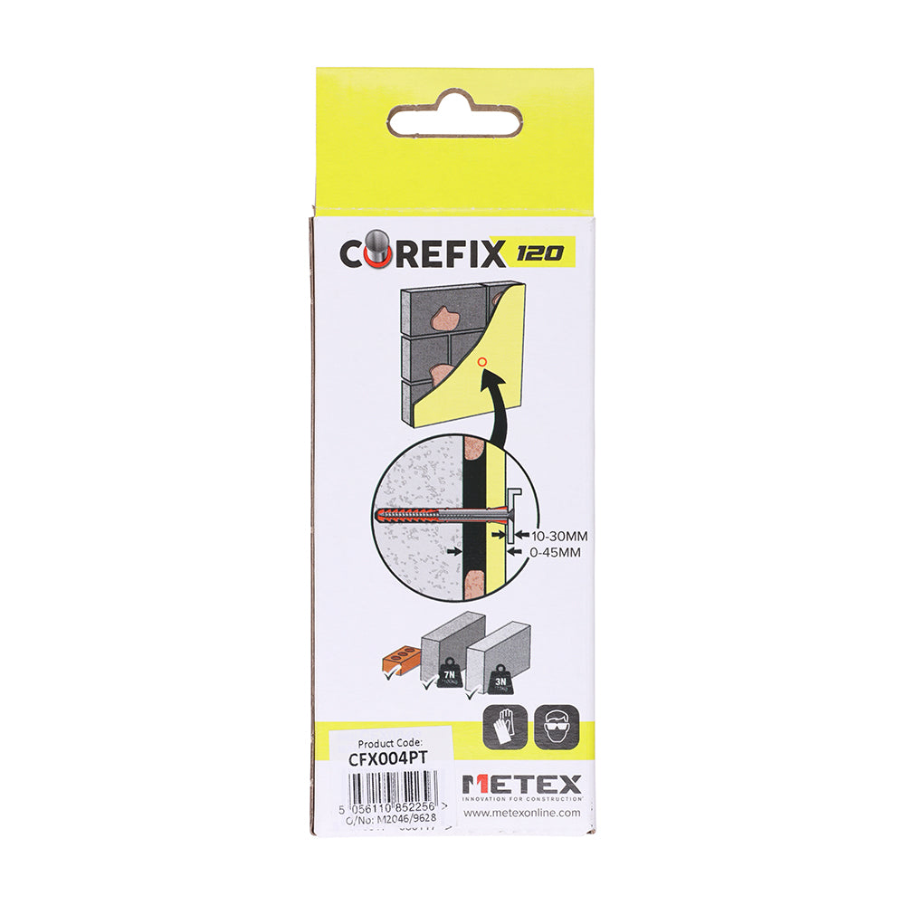 This is an image showing TIMCO Corefix 120 Dot & Dab Wall Fixing - 5.0 x 120 - 4 Pieces Box available from T.H Wiggans Ironmongery in Kendal, quick delivery at discounted prices.