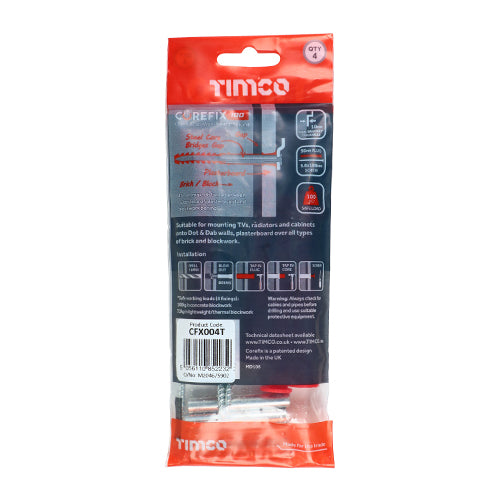 This is an image showing TIMCO Corefix 100 Dot & Dab Wall Fixing - 5.0 x 100 - 4 Pieces Bag available from T.H Wiggans Ironmongery in Kendal, quick delivery at discounted prices.