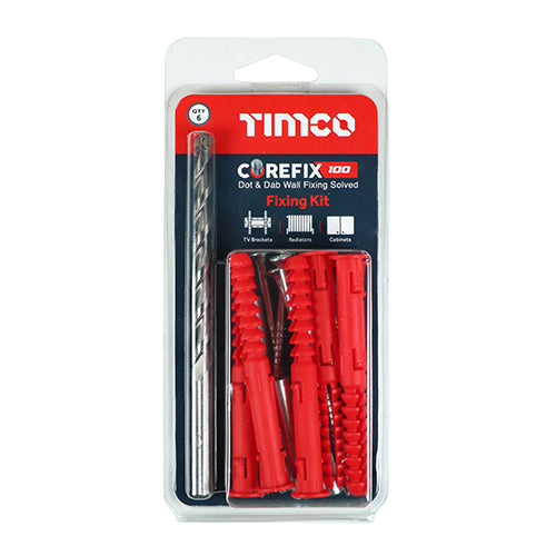 This is an image showing TIMCO Corefix 100 TV & Radiator Kit - 5.0 x 100 - 6 Pieces Box available from T.H Wiggans Ironmongery in Kendal, quick delivery at discounted prices.