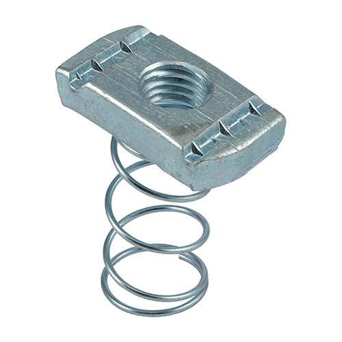 This is an image showing TIMCO Channel Nuts Long Spring - Zinc - M12 - 100 Pieces Box available from T.H Wiggans Ironmongery in Kendal, quick delivery at discounted prices.