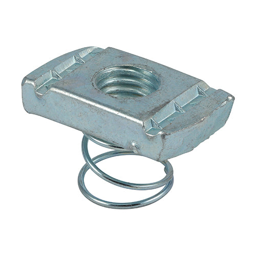 This is an image showing TIMCO Channel Nuts Short Spring - Zinc - M12 - 100 Pieces Box available from T.H Wiggans Ironmongery in Kendal, quick delivery at discounted prices.