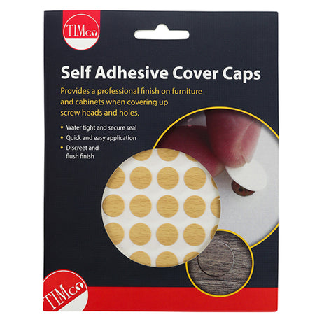 This is an image showing TIMCO Self-Adhesive Cover Caps - Beech - 13mm - 112 Pieces Pack available from T.H Wiggans Ironmongery in Kendal, quick delivery at discounted prices.