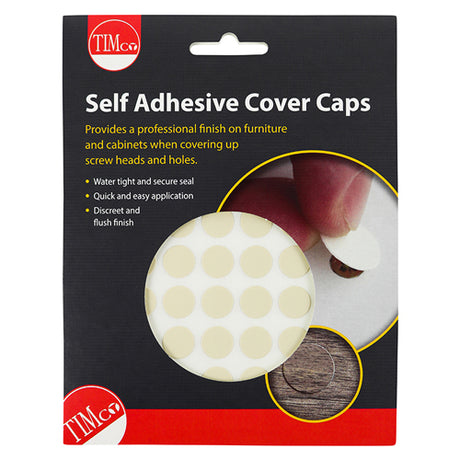 This is an image showing TIMCO Self-Adhesive Cover Caps - Beige - 13mm - 112 Pieces Pack available from T.H Wiggans Ironmongery in Kendal, quick delivery at discounted prices.