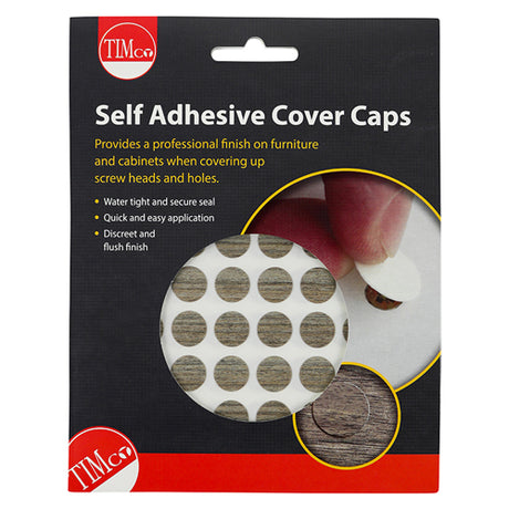 This is an image showing TIMCO Self-Adhesive Cover Caps - Driftwood - 13mm - 112 Pieces Pack available from T.H Wiggans Ironmongery in Kendal, quick delivery at discounted prices.