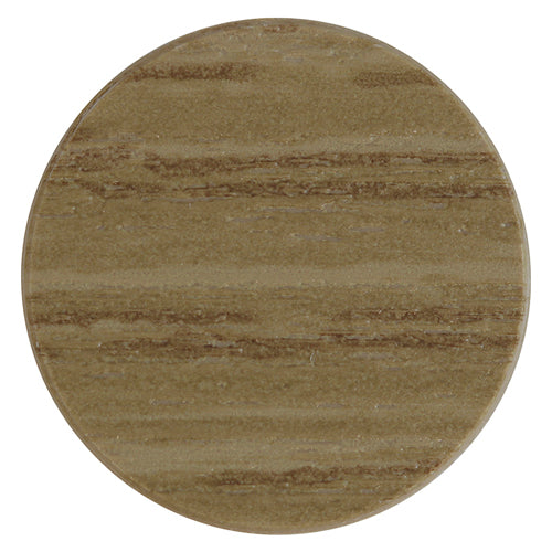 This is an image showing TIMCO Self-Adhesive Cover Caps - Odessa Oak - 13mm - 112 Pieces Pack available from T.H Wiggans Ironmongery in Kendal, quick delivery at discounted prices.