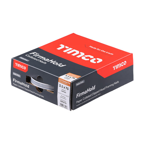 This is an image showing TIMCO FirmaHold Collated Clipped Head Nails - Trade Pack - Ring Shank - FirmaGalv + - 3.1 x 75 - 2200 Pieces Box available from T.H Wiggans Ironmongery in Kendal, quick delivery at discounted prices.