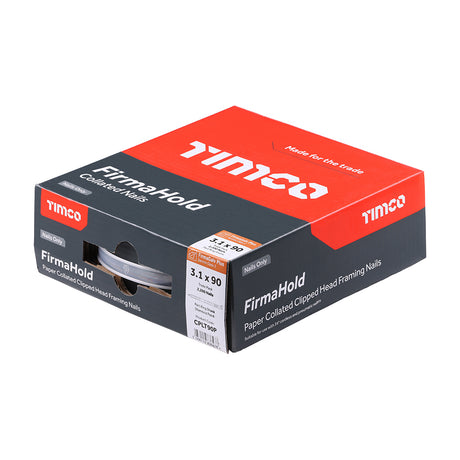 This is an image showing TIMCO FirmaHold Collated Clipped Head Nails - Trade Pack - Part Ring Shank - FirmaGalv + - 3.1 x 90 - 2200 Pieces Box available from T.H Wiggans Ironmongery in Kendal, quick delivery at discounted prices.