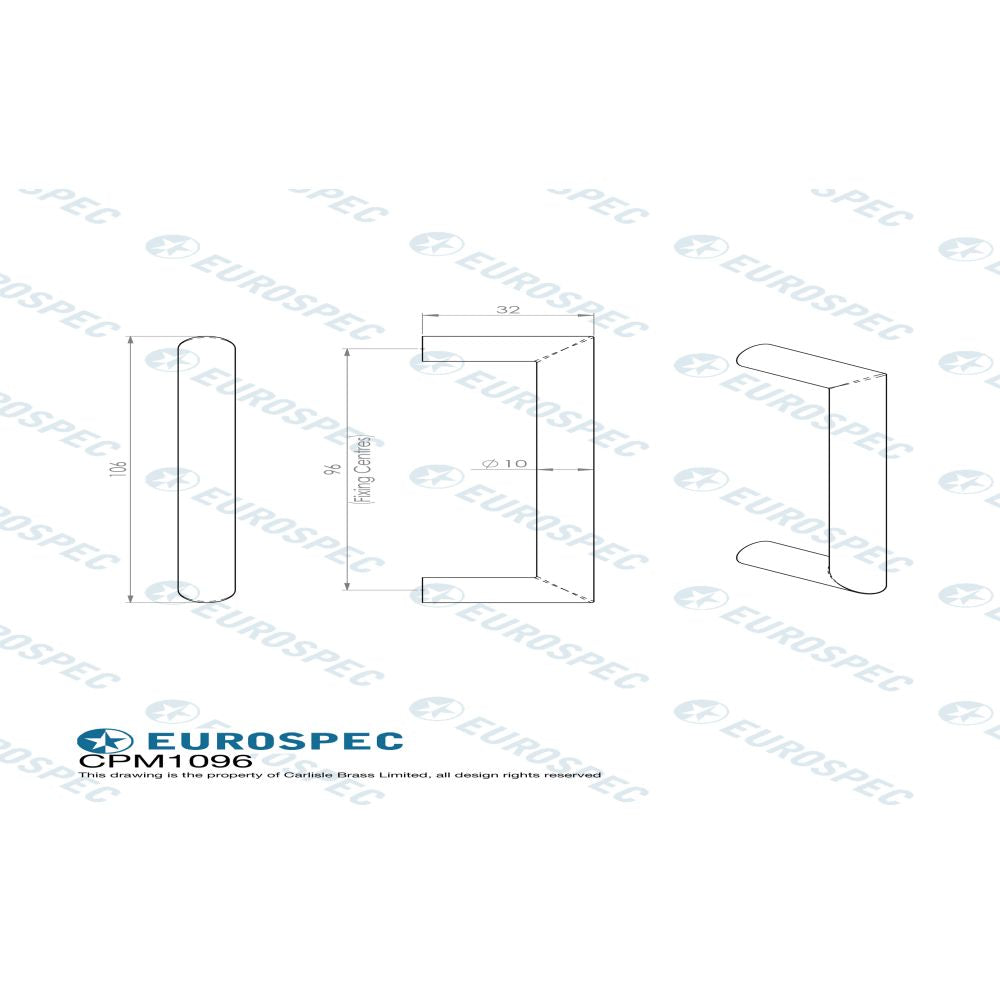 This image is a line drwaing of a Eurospec - Stainless Steel Solid Mitred Pull Handle - Satin Stainless Steel available to order from Trade Door Handles in Kendal