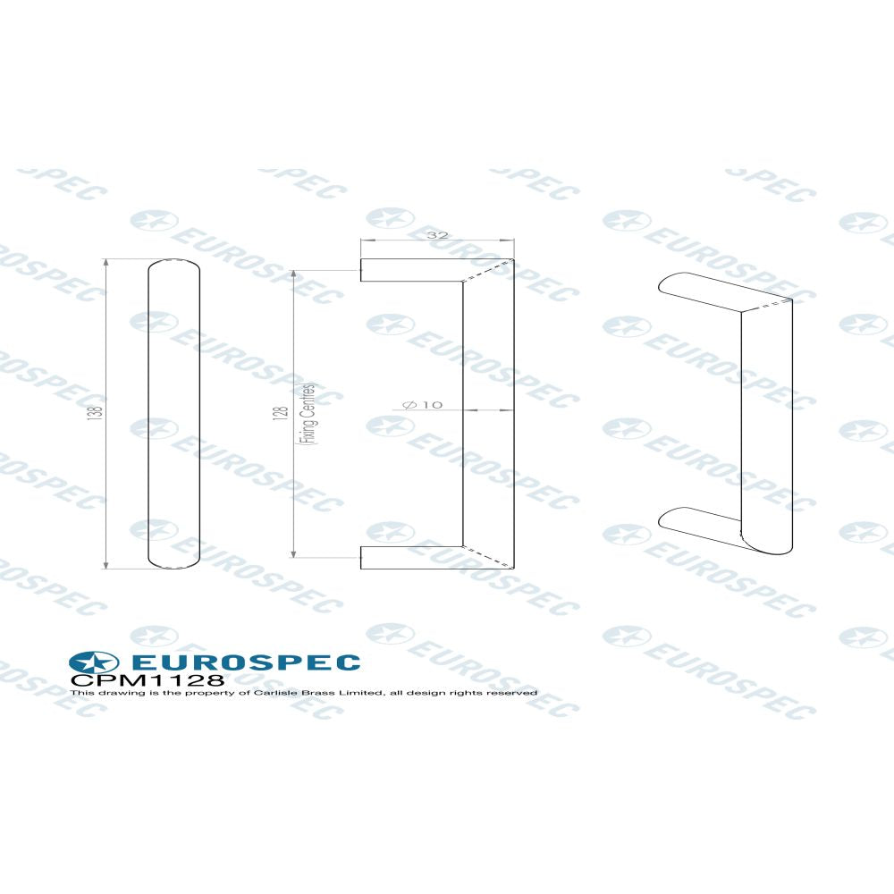 This image is a line drwaing of a Eurospec - Stainless Steel Solid Mitred Pull Handle - Satin Stainless Steel available to order from Trade Door Handles in Kendal