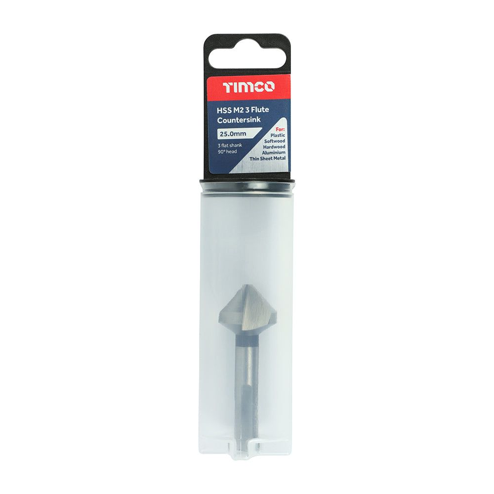 This is an image showing TIMCO 3 Flute Countersink - 25.0mm - 1 Each Tube available from T.H Wiggans Ironmongery in Kendal, quick delivery at discounted prices.