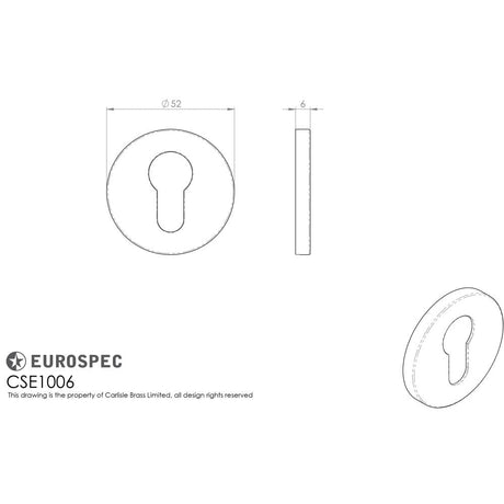 This image is a line drwaing of a Eurospec - Euro Escutcheon - Satin Stainless Steel available to order from Trade Door Handles in Kendal