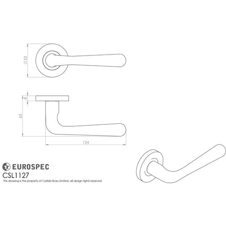 This image is a line drwaing of a Eurospec - Lever on Sprung Rose - Satin Stainless Steel available to order from Trade Door Handles in Kendal