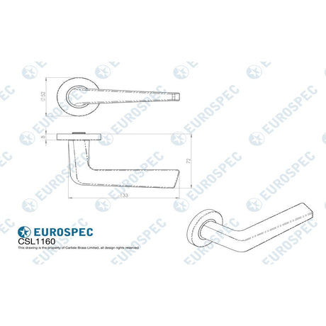 This image is a line drwaing of a Eurospec - Plaza Lever on Sprung Rose - Satin Stainless Steel available to order from Trade Door Handles in Kendal