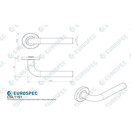 This image is a line drwaing of a Eurospec - Straight Lever on Sprung Rose - Satin Stainless Steel available to order from Trade Door Handles in Kendal