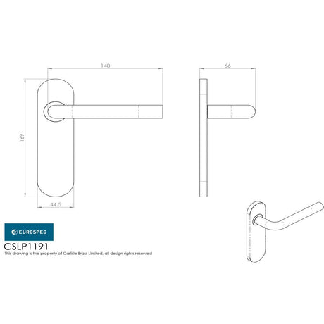This image is a line drwaing of a Eurospec - Straight Lever on Inner Backplate - Satin Stainless Steel available to order from Trade Door Handles in Kendal