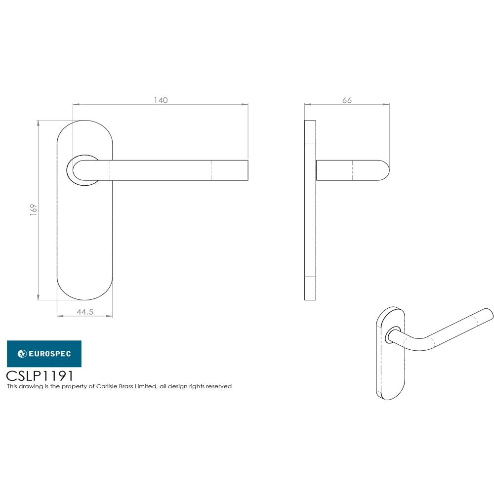 This image is a line drwaing of a Eurospec - Straight Lever on Inner Backplate - Satin Stainless Steel available to order from Trade Door Handles in Kendal