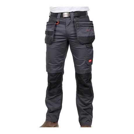 This is an image showing TIMCO Craftsman Trousers - Grey/Black - W30 L32 - 1 Each Bag available from T.H Wiggans Ironmongery in Kendal, quick delivery at discounted prices.