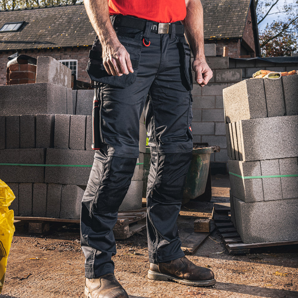 This is an image showing TIMCO Craftsman Trousers - Grey/Black - W38 L32 - 1 Each Bag available from T.H Wiggans Ironmongery in Kendal, quick delivery at discounted prices.