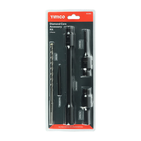 This is an image showing TIMCO Dry Diamond Core Accessory Kit - 5pcs - 5 Pieces Blister Pack available from T.H Wiggans Ironmongery in Kendal, quick delivery at discounted prices.