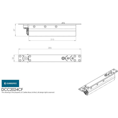 This is an image of Eurospec - Concealed Slim Action Closer C/W Slide Arm Size 2-4 + Pnp Arm available to order from T.H Wiggans Architectural Ironmongery in Kendal, quick delivery and discounted prices.