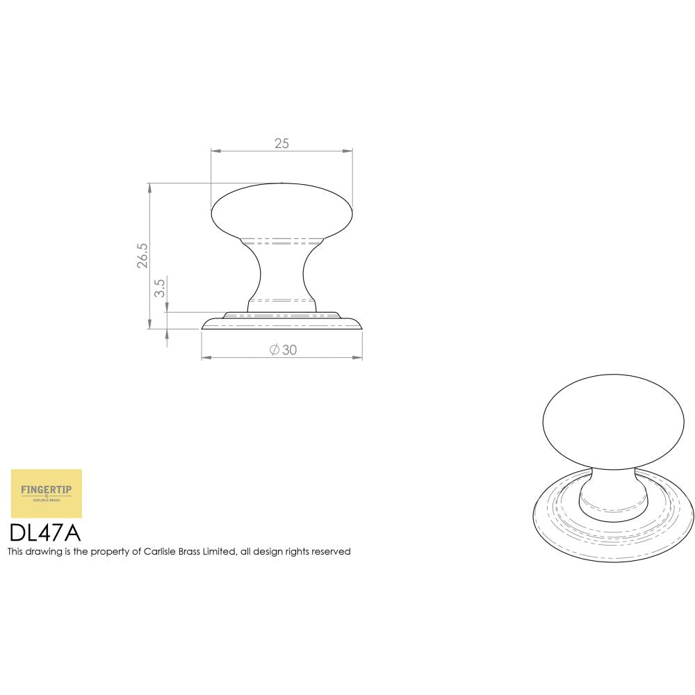 This image is a line drwaing of a FTD - Victorian Knob 25mm - Polished Chrome available to order from Trade Door Handles in Kendal