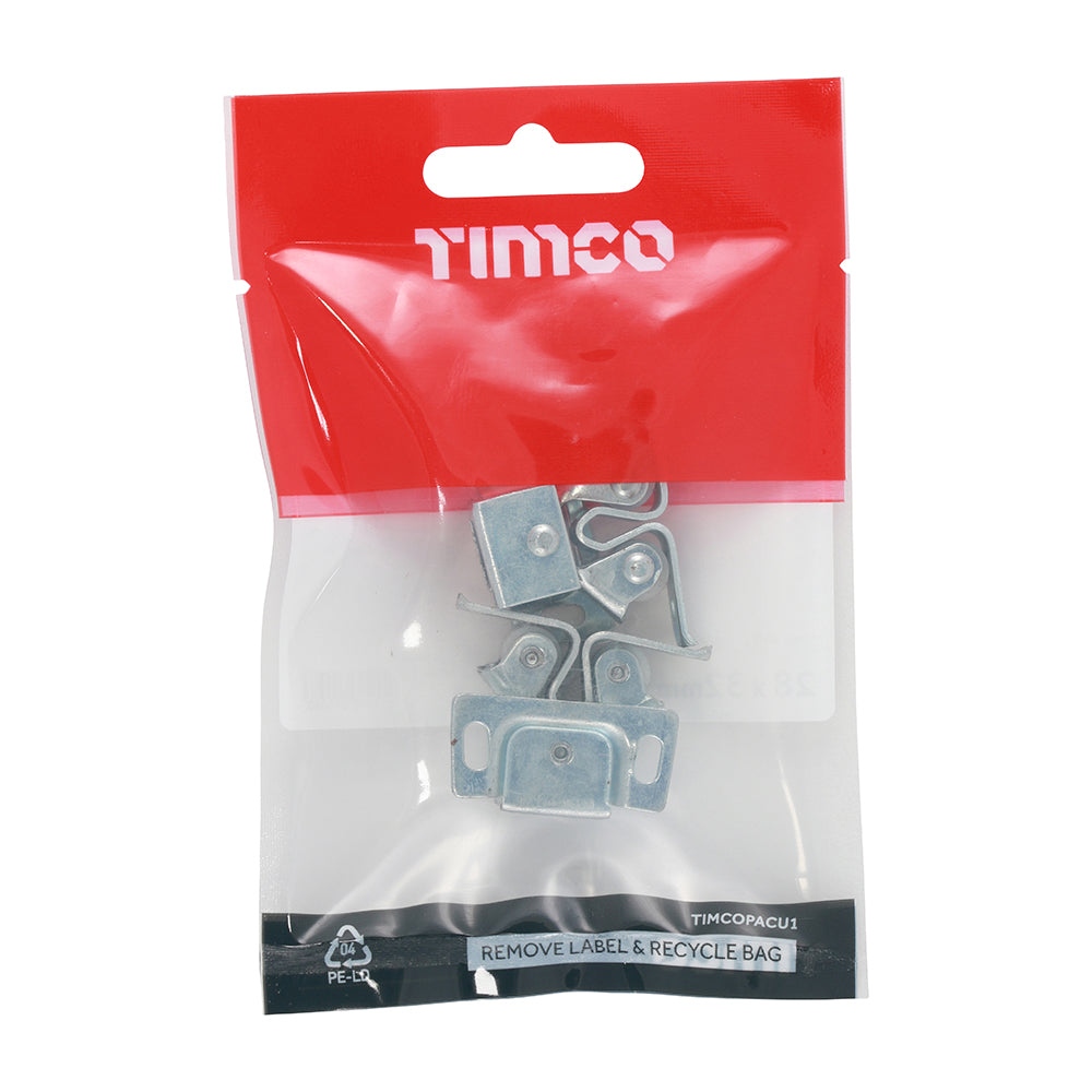 This is an image showing TIMCO Double Roller Catches - Zinc - 28 x 32 x 1 - 2 Pieces TIMpac available from T.H Wiggans Ironmongery in Kendal, quick delivery at discounted prices.