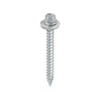 This is an image showing TIMCO Metal Construction Thin Sheet Metal to Timber Screws - Hex - EPDM Washer - Slash Point - Exterior - Silver Organic - 6.3 x 60 - 100 Pieces Box available from T.H Wiggans Ironmongery in Kendal, quick delivery at discounted prices.