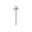 This is an image showing TIMCO Metal Construction Thin Sheet Metal to Timber Screws - Hex - EPDM Washer - Slash Point - Exterior - Silver Organic - 6.3 x 60 - 100 Pieces Box available from T.H Wiggans Ironmongery in Kendal, quick delivery at discounted prices.