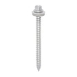 This is an image showing TIMCO Metal Construction Thin Sheet Metal to Timber Screws - Hex - EPDM Washer - Slash Point - Exterior - Silver Organic - 6.3 x 80 - 100 Pieces Box available from T.H Wiggans Ironmongery in Kendal, quick delivery at discounted prices.