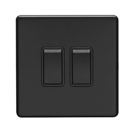This is an image showing Eurolite Concealed 3mm 2 Gang Switch - Matt Black (With Black Trim) ecmb2swb available to order from T.H. Wiggans Ironmongery in Kendal, quick delivery and discounted prices.