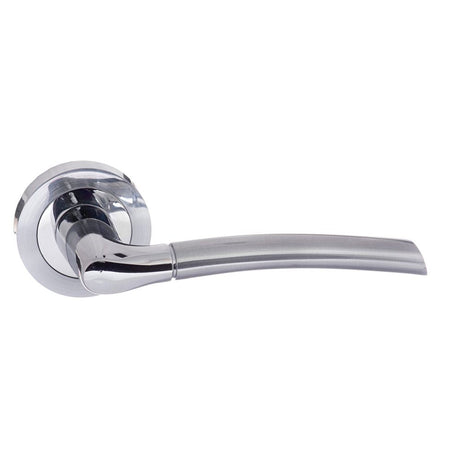 This is an image of Eco Swell Aluminium Lever on Round Rose - Satin Chrome/Polished Chrome available to order from T.H Wiggans Architectural Ironmongery in Kendal, quick delivery and discounted prices.