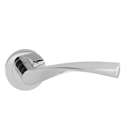 This is an image of Eco Aqua Aluminium Lever on Round Rose - Polished Chrome available to order from T.H Wiggans Architectural Ironmongery in Kendal, quick delivery and discounted prices.