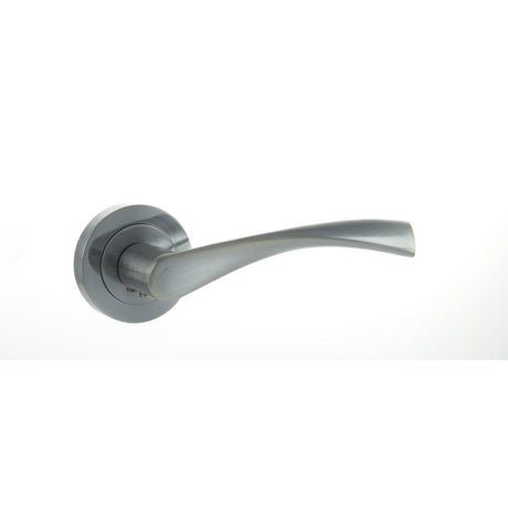 This is an image of Eco Aqua Aluminium Lever on Round Rose - Satin Chrome available to order from T.H Wiggans Architectural Ironmongery in Kendal, quick delivery and discounted prices.