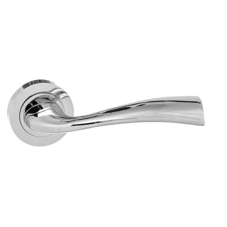 This is an image of Eco Wave Aluminium Lever on Round Rose - Polished Chrome available to order from T.H Wiggans Architectural Ironmongery in Kendal, quick delivery and discounted prices.
