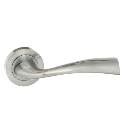 This is an image of Eco Wave Aluminium Lever on Round Rose - Satin Chrome available to order from T.H Wiggans Architectural Ironmongery in Kendal, quick delivery and discounted prices.