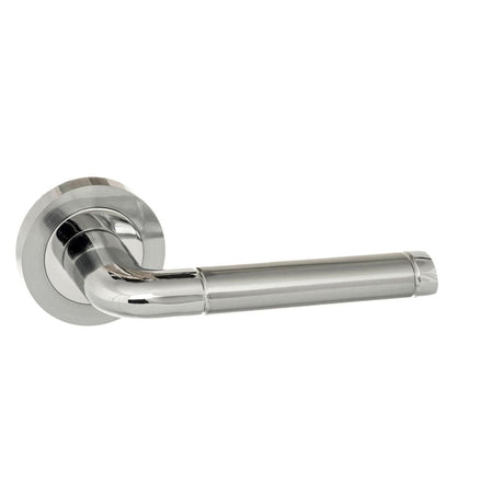 This is an image of Eco Ocean Aluminium Lever on Round Rose - Satin Chrome/Polished Chrome available to order from T.H Wiggans Architectural Ironmongery in Kendal, quick delivery and discounted prices.