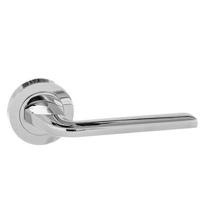This is an image of Eco Surf Aluminium Lever on Round Rose - Polished Chrome available to order from T.H Wiggans Architectural Ironmongery in Kendal, quick delivery and discounted prices.