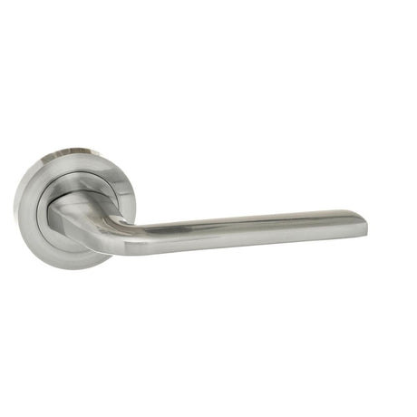 This is an image of Eco Surf Aluminium Lever on Round Rose - Satin Chrome available to order from T.H Wiggans Architectural Ironmongery in Kendal, quick delivery and discounted prices.