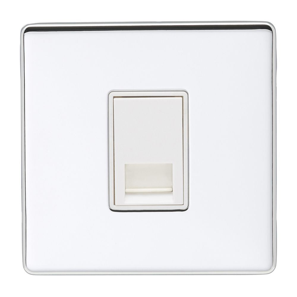 This is an image showing Eurolite Concealed 6mm Telephone Master - Polished Chrome (With White Trim) ecpc1mw available to order from T.H. Wiggans Ironmongery in Kendal, quick delivery and discounted prices.
