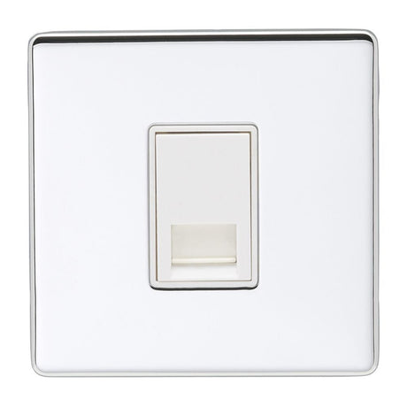 This is an image showing Eurolite Concealed 6mm Telephone Master - Polished Chrome (With White Trim) ecpc1mw available to order from T.H. Wiggans Ironmongery in Kendal, quick delivery and discounted prices.