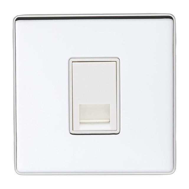 This is an image showing Eurolite Concealed 6mm Telephone Master - Polished Chrome (With White Trim) ecpc1mw available to order from T.H. Wiggans Ironmongery in Kendal, quick delivery and discounted prices.