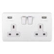 This is an image showing Eurolite Concealed 3mm 2 Gang USB Socket - White (With White Trim) ecw2usbw available to order from T.H. Wiggans Ironmongery in Kendal, quick delivery and discounted prices.