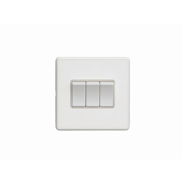 This is an image showing Eurolite Concealed 3mm 3 Gang Switch - White (With White Trim) ecw3sww available to order from T.H. Wiggans Ironmongery in Kendal, quick delivery and discounted prices.